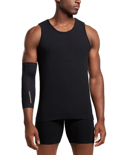 Tommie Copper Core Compression Arm Sleeve, Unisex Men Women, Breathable UPF 50 Full Sleeve for Muscle, Tendon & Joint Support - Black - X-Large