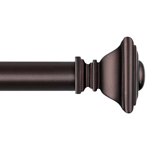 BRIOFOX Bronze Curtain Rods for Windows 28 to 48 Inch Heavy Duty Adjustable Length 1 Inch Diameter Window Curtain Rods for Indoor Ourdoors With Classic Square Finials