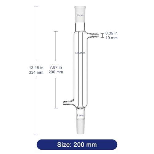 Labasics Borosilikat Glas Liebig Kondensator mit 24/40 Gelenk und 200mm Jacke Länge, Lab Glas Kondensator Glass Liebig Condenser