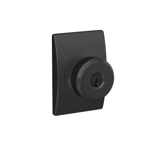 Image of SCHLAGE Bowery Keyed Entry Door Knob, Interior /Exterior, Matte Black