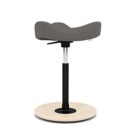 Image of Varier Move Tilting Saddle Stool (Dark Grey Revive Fabric with Natural Ash Base)
