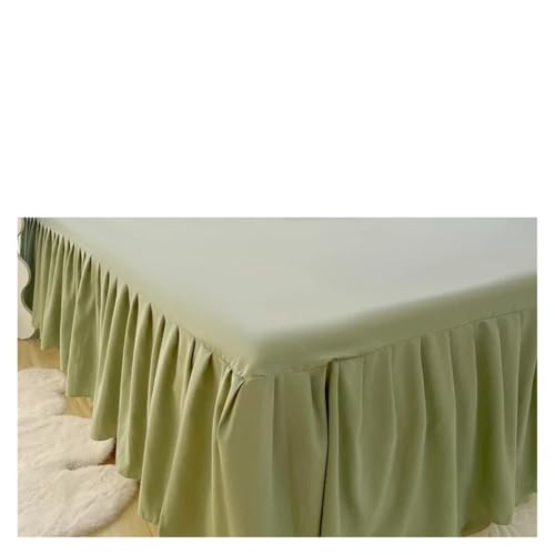 Falda de Cama Falda de Cama de Color Liso con Encaje, Funda de Cama for Todas Las Estaciones con Volantes, tamaño Queen/King (sin Funda de Almohada), 1 ud.(Green,180x200x45cm 1pc)