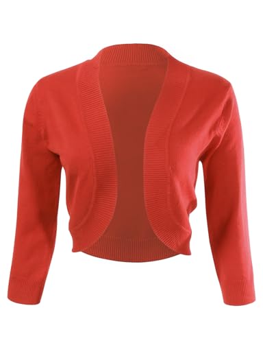 Image of Allsense Women's 3 /4 Sleeve Bolero Shrug for Dresses | Open Front Cropped Cardigan, Lightweight Knit Dress Cover Up