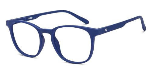 HUSTLR Zero Power Bluecut & Antiglare Computer Eyeglasses | Full Rim Square | As Seen On Shark Tank | Peyush Bansal Glasses | For Men & Women | Medium | LB E14058-W