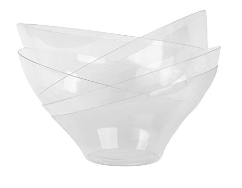 Party Bargain Angled Plastic Bowls  Heavy-duty Premium Quality Small Serving Bowl  Excellent for Weddings Baby Bridal Showers Parties More  Clear 5 Pack
