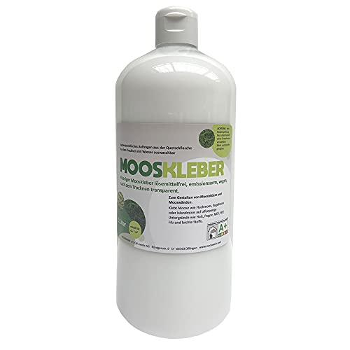 Mooskleber flüssig - Flüssiger Moosleim zum Gestalten und Basteln von Moosbildern - Nach dem Trocknen transparent - 1 Liter
