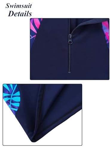 Girls Rash Guard Swimsuits Set 2 Pcs Bathing Suit UPF50+ Short Sleeve Kids Beach Swimming Skirts with Shorts Swimwear 3-14Y4