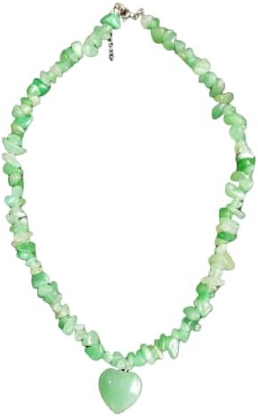 Natural Raw Green Aventurine Stone Beads with Heart Shaped Pendant Necklace PN2278