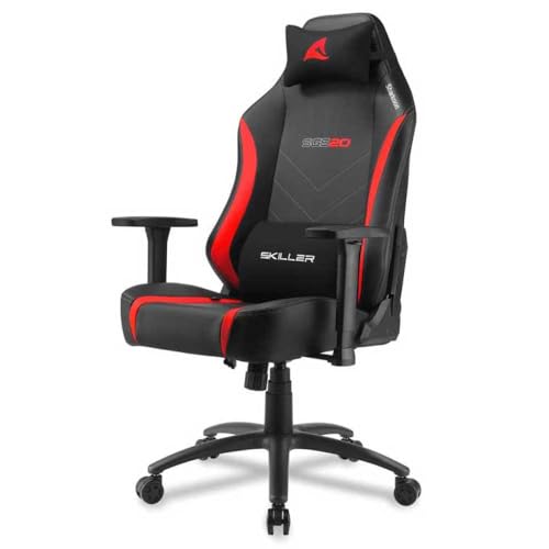 SGS20 Sedia da Gaming, Lega di Acciaio Pelle Sintetica, Nero/Rosso, Normale