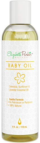 Organic Calendula Baby Massage Oil - Natural Skin Moisturizer with Vitamin E, Sunflower and Lavender Essential Oils - Infant Rash, Cradle Cap, and Eczema Treatment - Safe and Chemical Free (4oz)