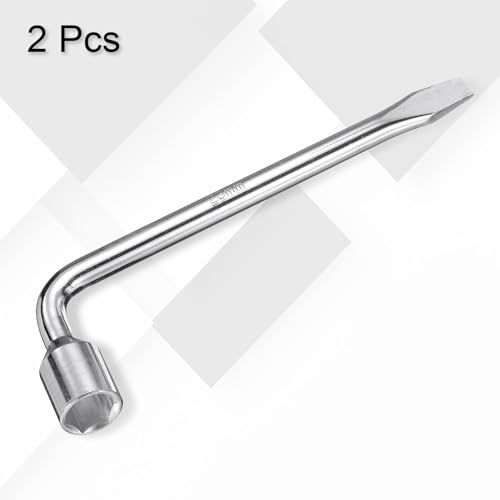 Image of HARFINGTON 2pcs Car Spare Tire Lug Wrench 23mm Carbon Steel l Type Slotted End Hexagon Socket Wrench L-Shaped Tire Repair Tool for Automobile Repair