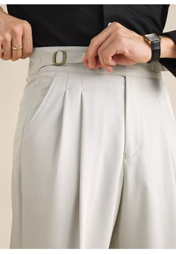 Mens Pants Classic Gurkha Dress Pants Slim Fit Flat Front Casual Business Lightweight Trousers4