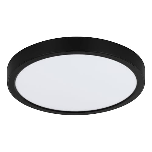 Eglo Plafonnier LED Idun 2, lampe de plafond ronde en métal et plastique noir et blanc, applique murale, lumière blanc neutre, Ø 30 cm