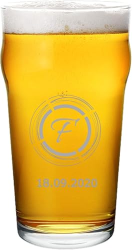 Generico MASTERLASER3.0 Bicchiere da Birra Personalizzato - Pinta da Birra Inciso Personalizzabile con Nome Iniziale Data e Caratteri Diversi Idea regalo (2 pezzi)