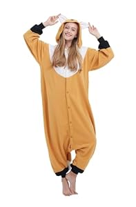 SimZoo Unisex-Hauskleidung Einteilige Cosplay-Kostüm, Nachtwäsche Tier-Einteiler-Pyjama für Erwachsene, Herren und Damen Oranger Fuchs L