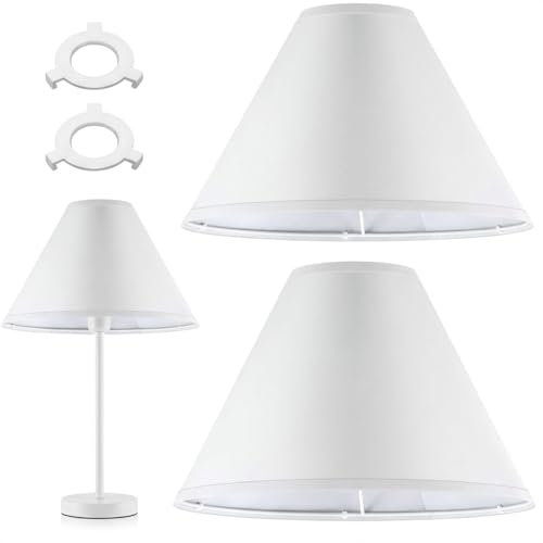 Weewooday Lot de 2 abat-jours en tissu pour lampe de chevet avec anneau adaptateur E27 vers E14 - Abat-jour moderne conique pour table de sol, diamètre de 28...