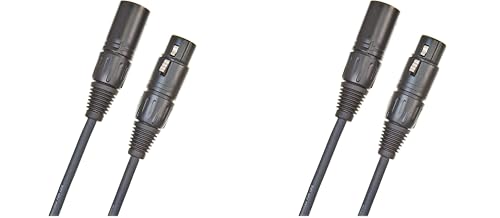 D'Addario XLR Male to Female Balanced Mic Cable - Classic Series - 10 Ft/3.05 M - 2 Pack