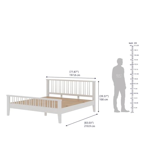 Image of Wakefit Bed | King (78 X 72) Solid Wood Bed Without Storage, 3 Year Warranty | - Kairavi - White Matt