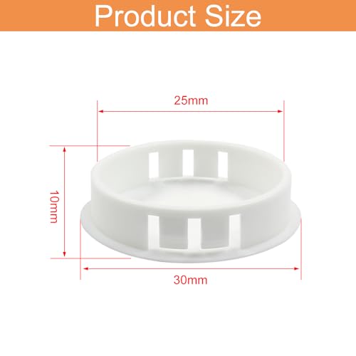 Image of 50PCS 1 Inch / 25mm Hole Plugs, Plastic Flush Type Hole Plugs Snap in Locking Hole Tube, Furniture Fencing Post Pipe Insert End Caps (White)