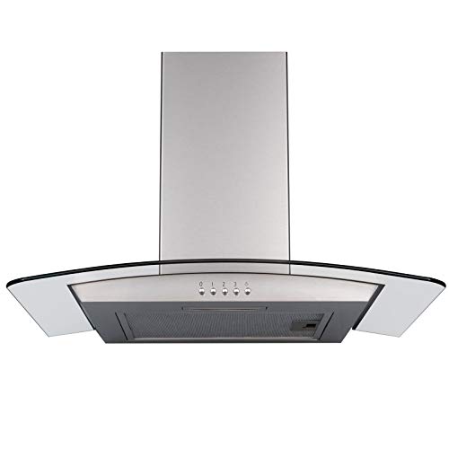 SIA CGH60SS 60cm Stainless Steel Curved Glass Chimney Cooker Hood Extractor Fan