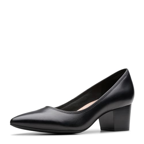 Clarks Collection Women's Ellanie Hope Pump, Black Leather, 8.5 M US