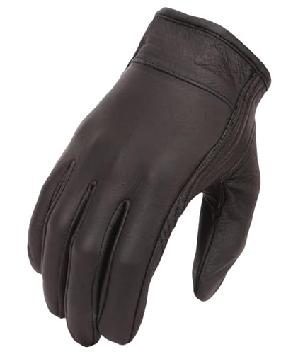 First Mfg Co - Roadway - Men's Motorcycle Biker Riding Black Leather Gloves - Large - Lightweight