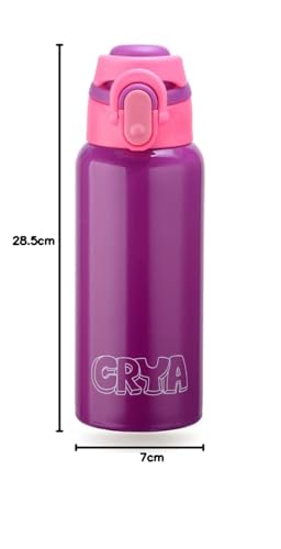 Image of CRYA Zenith Stainless Steel Water Bottle for Hot and Cold Beverages for Upto 24 Hours, BPA Free and Leakproof Thermosteel Double Walled Insulated Vacuum Thermos Flask (600 ML, Galaxy Purple)