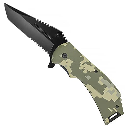 Tengfy Pocket Knife, Folding Tactical Knife Stainless Steel EDC Knives For Men Camping, Hiking, Hunting, Outdoor, Survival, Daily Use (Green)