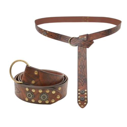 Medieval Waistband Men Cosplay Embossed Belt Studded Belt for Men Cosplay PU Waistband for Photoshoots and Stage3