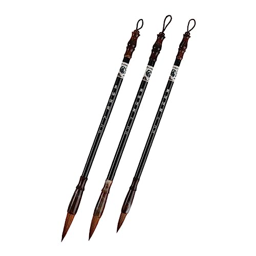 iplusmile 3個 狼毫大中小書道ブラシ 書写用カリグラフィーブラシ ペイント兼用 多機能書道筆 学生 初心者向け伝統筆