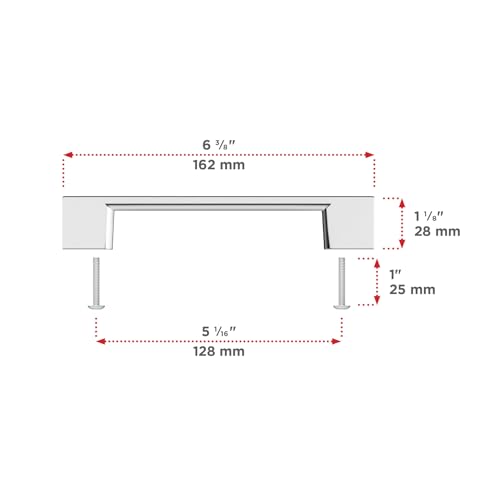 Image of Richelieu Hardware BP8160128140 Armadale Collection 5 1 /16-inch (128 mm) Center-to-Center Chrome Modern Cabinet and Drawer Pull Handle for Kitchen, Bathroom, and Furniture