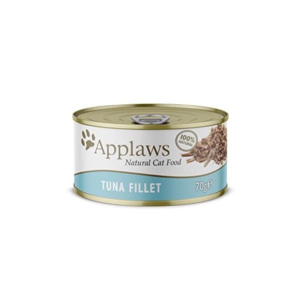 Applaws Premium Natural Katzenfutter Nass, Thunfischfilet in Brühe 70g Dose (24 x 70g)