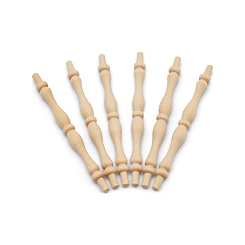 Image of Wooden Baluster Spindles 5-3 /4 inch, Pack of 10 Wood Spindles for Crafts, Woodworking, and Furniture, by Woodpeckers