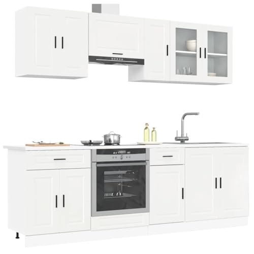 Genérico Mueble Cocina Kalmar Blanco de Alto Brillo 8 pzas, Armarios de Cocina Blanco,3314843