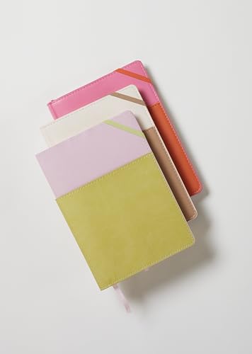 Image of DesignWorks Ink Pocket Journal - Small Vegan Leather Notebook for Writing, Note Taking & Journaling - Wrap-Around Pocket, 192 Lined Pages, 6 inch x 8.5 inch - Pink & Chili