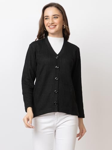 Image of Women's Warm Woolen Cardigan - Stylish Full Sleeve Knitwear for Winter, Cozy & Elegant Sweater