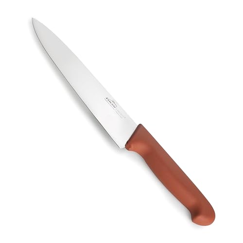 LACOR - 38300 - Cuchillo Chef Select, Cuchillo para Embutidos y Fiambres, Acero Inoxidable, Corte Firme y Equilibrado, Mango Marrón Ergonómico y Antideslizante de TPV, 20 cm