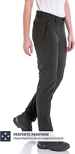 Schöffel Damen Pants Ascona Zip Off, leichte und komfortable Damen Hose mit optimaler Passform, flexible Outdoor Hose für Frauen, asphalt, 38