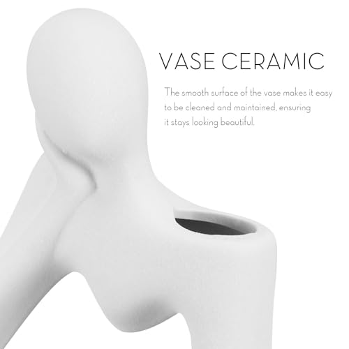 Vase en céramique blanc pour composition de fleurs séchées maison - 4