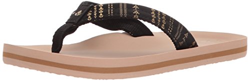 Reef Girls' Little AHI Tattoo Sandal, black/gold, 3-4 Medium US Toddler