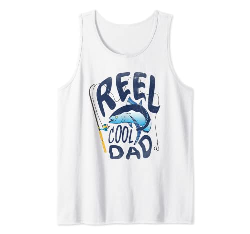 Carrete Cool Dad caña de pescar atún vintage retro Camiseta sin Mangas