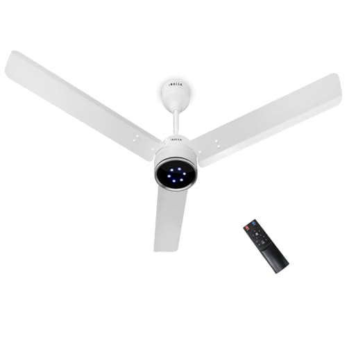 INALSA BLDC Ceiling Fan 1200mm Aero Swift Edge|Ceiling Fan with Remote Control Timer/Boost Mode|BEE 5 Star Rated Energy Efficient|Low Noise|High Air Delivery|LED Indicator|3 Yr Warranty on Motor,White