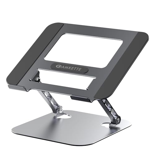 Amkette Ergo Hi-Rise Metal Alloy Portable Laptop Stand, Multi Angle Adjustment, Foldable Design, Overheating Protection for MacBook, Tablets, and Laptops up to 17 Inches Amkette Ergo Hi-Rise Metal Alloy Portable Laptop Stand, Multi Angle Adjustment, Foldable Design, Overheating Protection for MacBook, Tablets, and Laptops up to 17 Inches