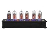 Handmade Nixie Tube Clock 6X IN-14 - Made in Ukraine - Vintage Retro Table - Wooden Desk - Black