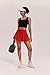 PINSPARK Women Golf Skirt Pleated Lightweight Tennis Skort with Pockets Shorts Cute Exercise Skirts, Red Medium