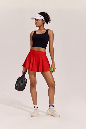 Image of PINSPARK Womens Tennis Skirt Pleated Athletic Skirts with Pockets Shorts High Waisted Golf Skort for Workout Pickleball