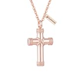 InfuMemo Personalisierbare Urnen-Halskette – Seil-Wickelkreuz für Asche, Schmuck für Damen und Herren, personalisierte Halsketten, gravierte Namen, Einheitsgröße, Edelstahl, Zirkon