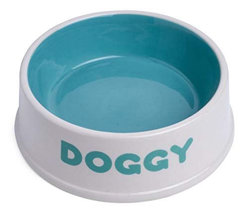 Petface Doggy Ceramic Bowl, 18 cm, Cream/Aqua