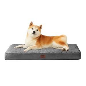 EHEYCIGA Cama Perro Grande Ortopédica, 91x69x8cm Colchon Perro con Espuma De Caja De Huevos, Colchoneta Perro Lavable, Dog Bed, Gris