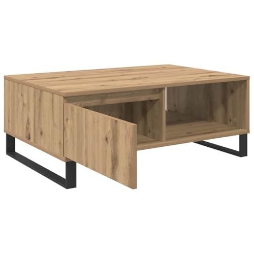 Table basse salon rectangulaire 90x60cm table de café bois et métal séjour - 6